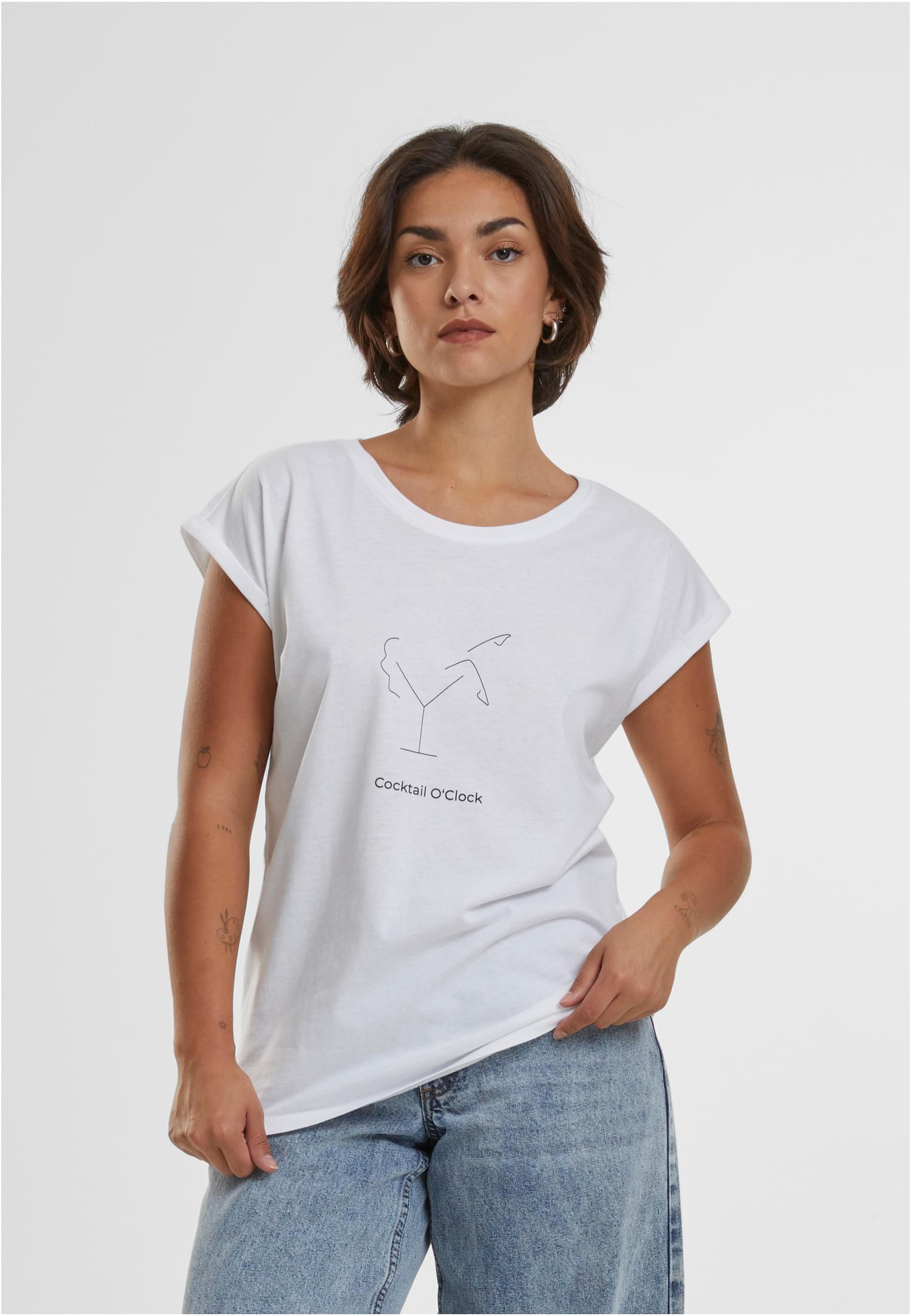 Ladies Cocktail O'Clock Tee White