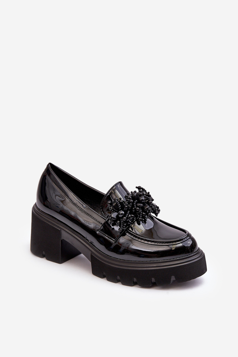 Women's Patent Leather Shoes With Decoration Black Renesma