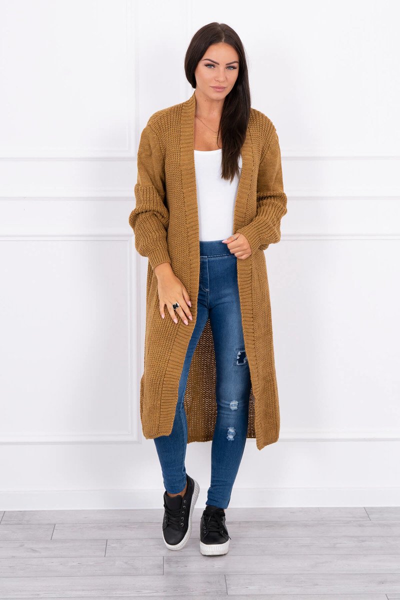 Sweater long cardigan camel
