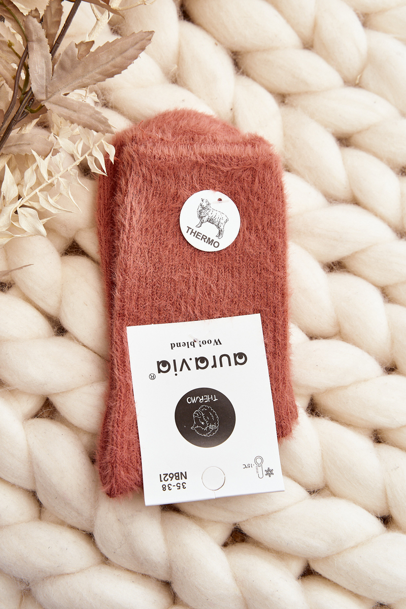 Warm Smooth Coral Alpaca Socks For Women