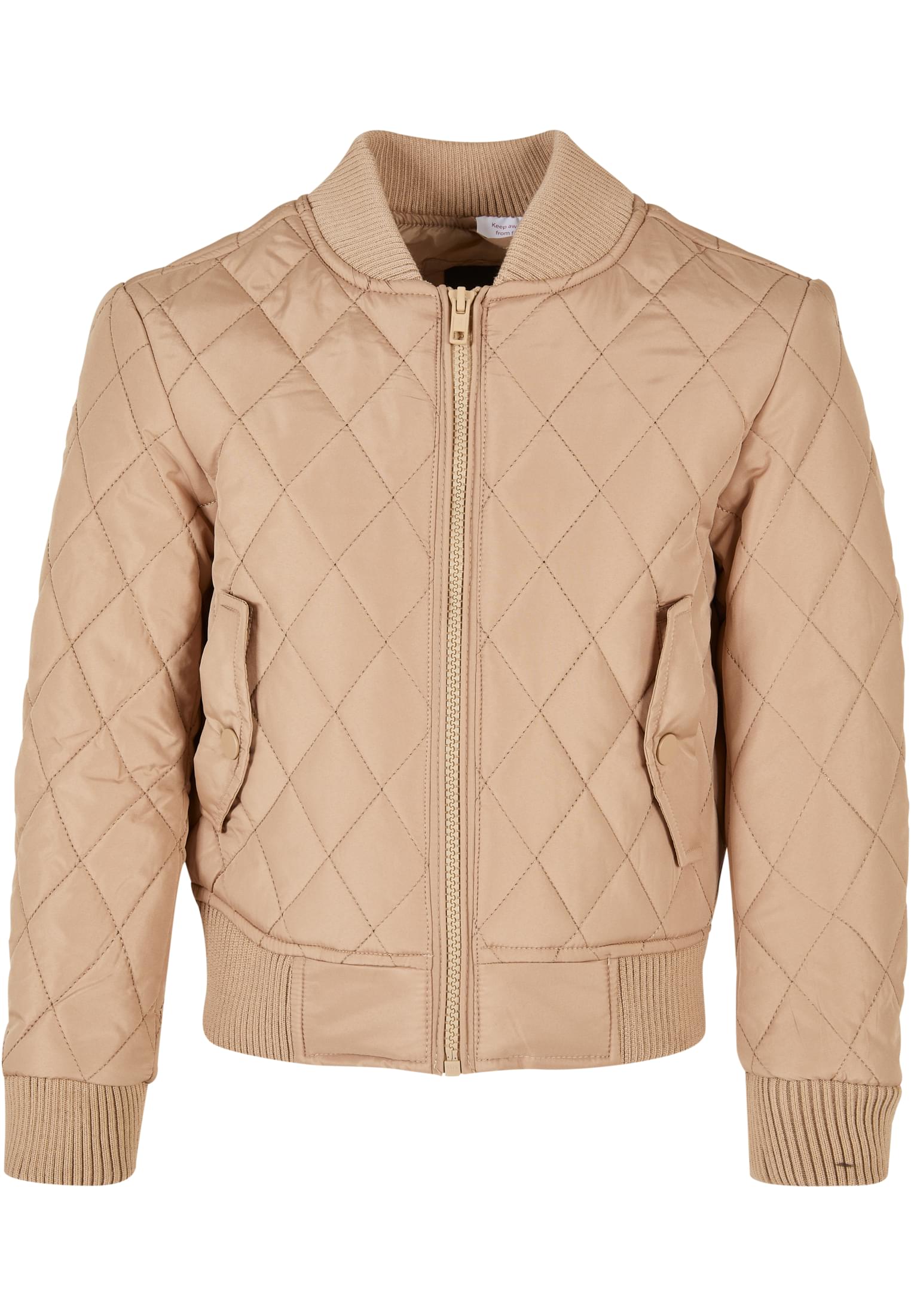 Girls' Diamond Quilt Nylon Union Jacket Beige