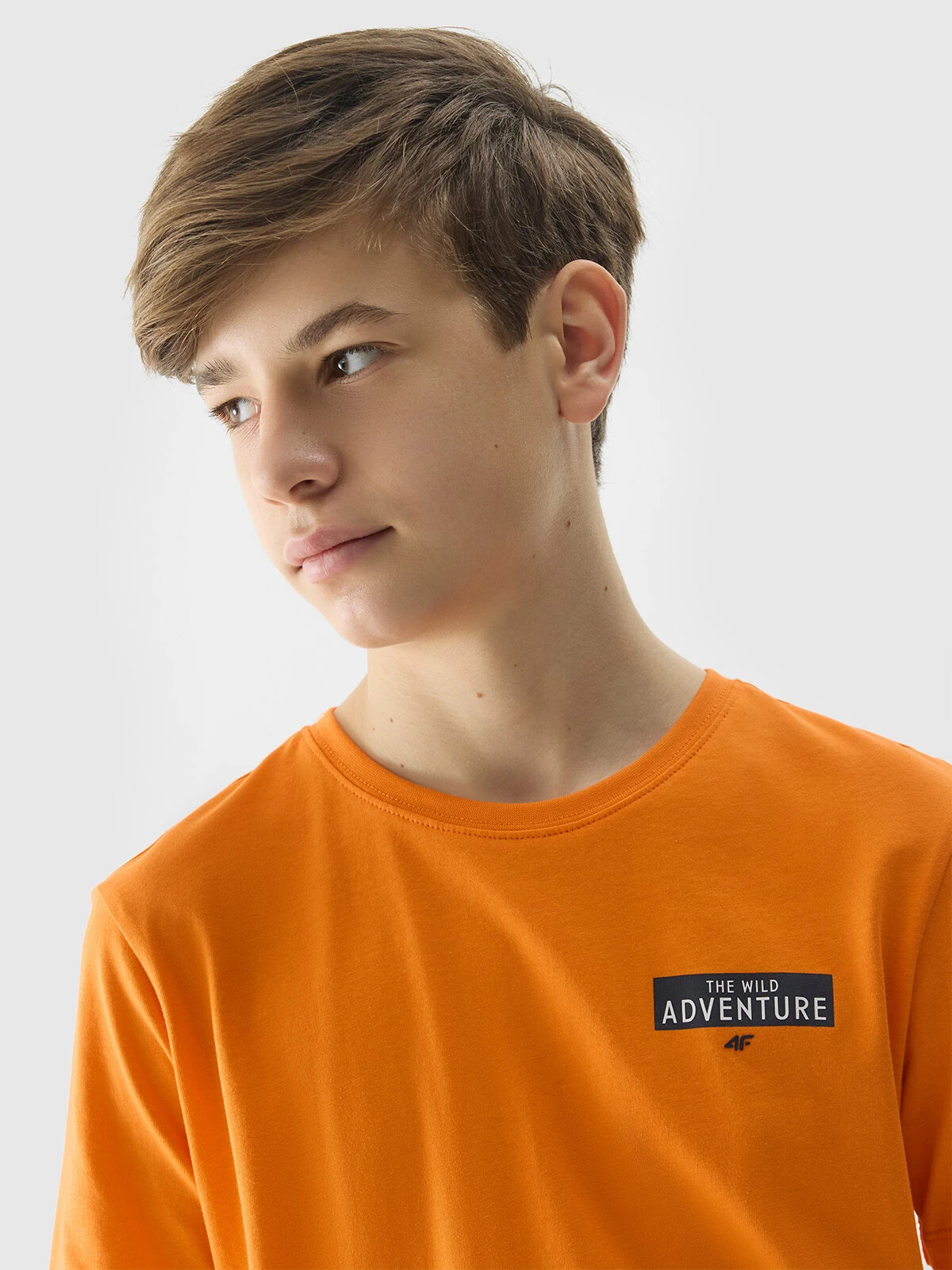 Boys' 4F Printed Organic Cotton T-Shirt - Orange