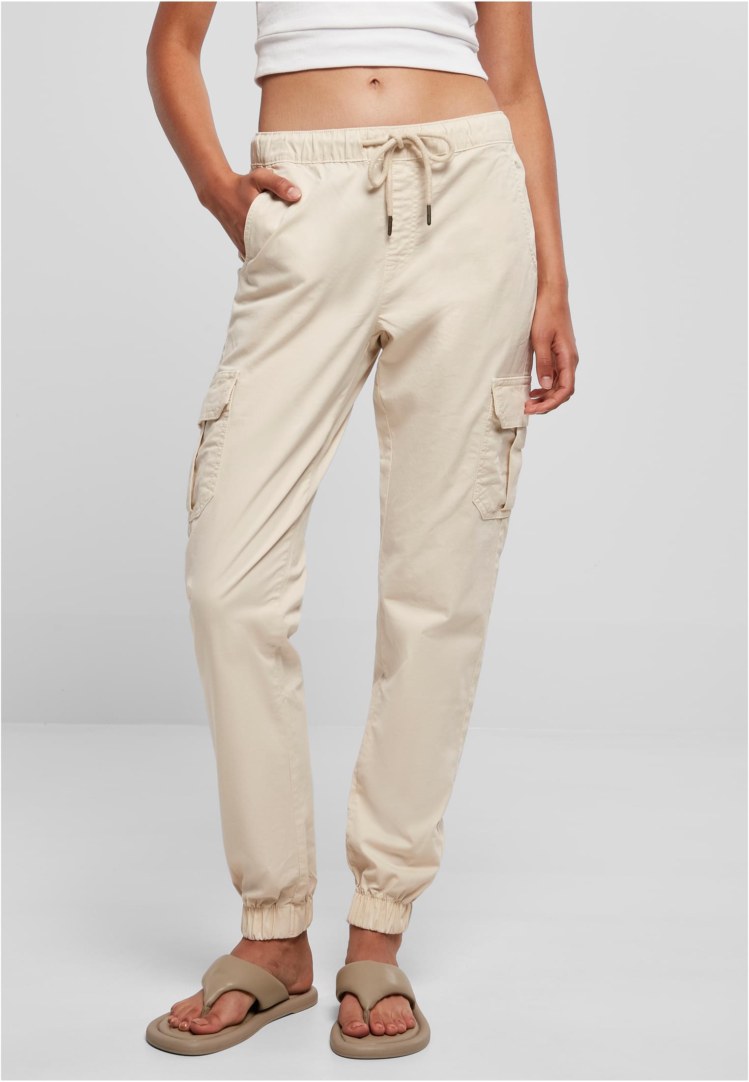 Women's Cargo Jogging Pants With High Waist Whitesand