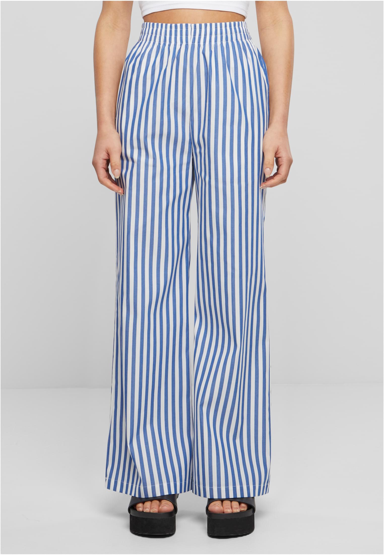 Dámské kalhoty Striped Loose bílo/modré