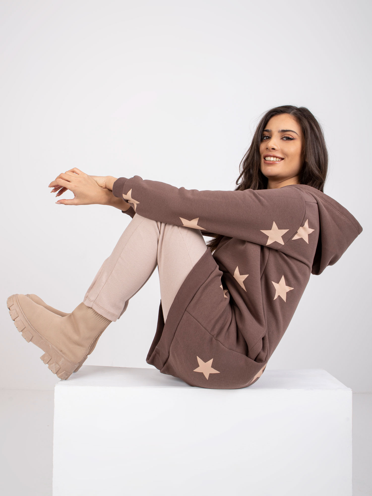 Light Brown Hoodie With Marrakech Print