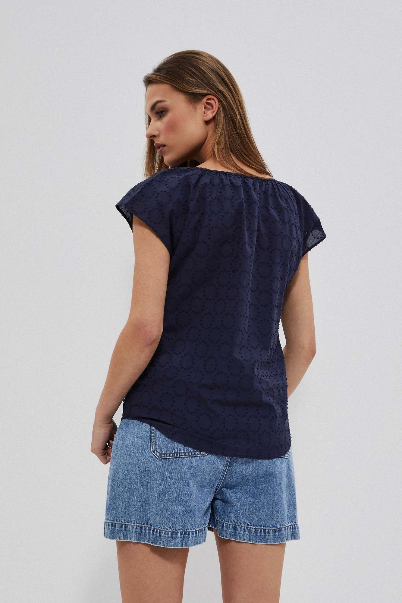 Cotton shirt blouse - dark blue