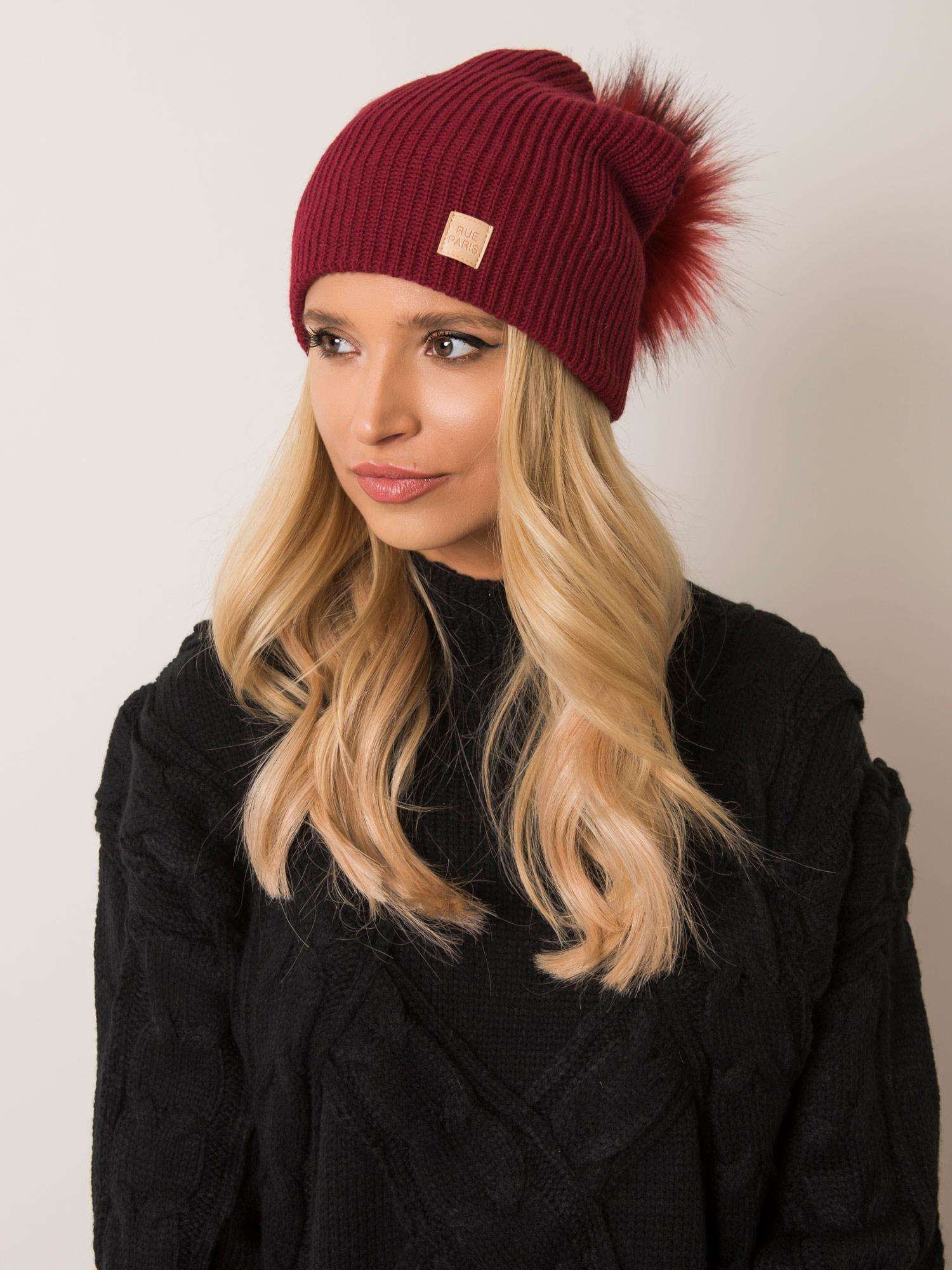 rue-paris-women-s-chestnut-hat-with-a-gray-pompom