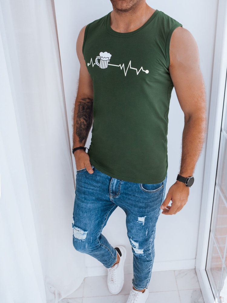 Green Men's Sleeveless T-shirt With Dstreet Print