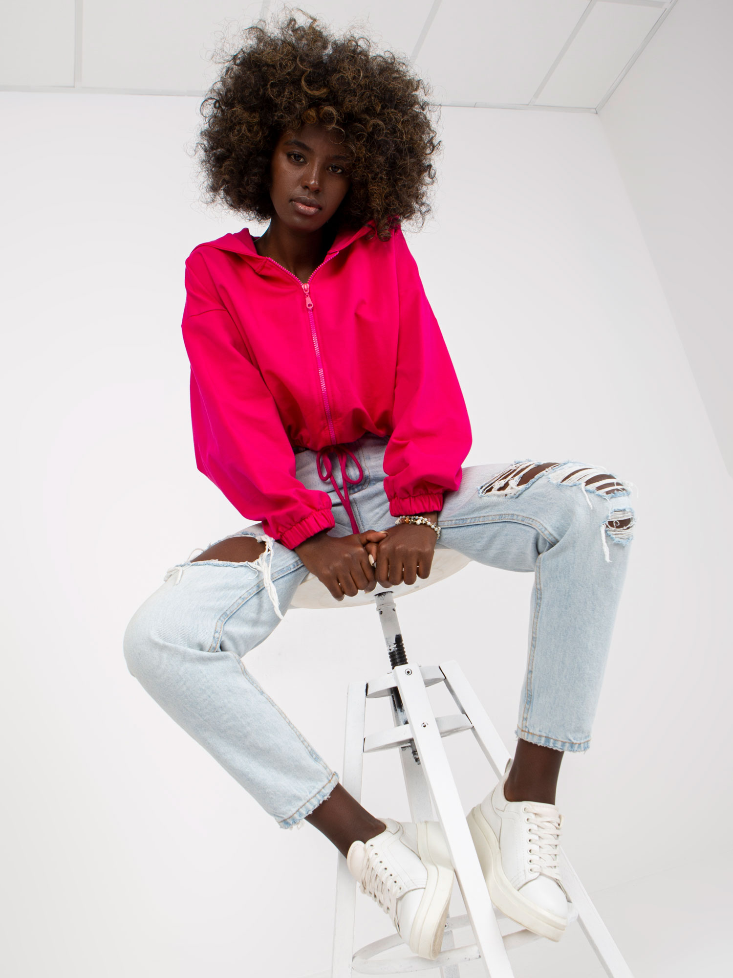 Fuchsia Basic Sweatshirt With Wide Sleeves RUE PARIS