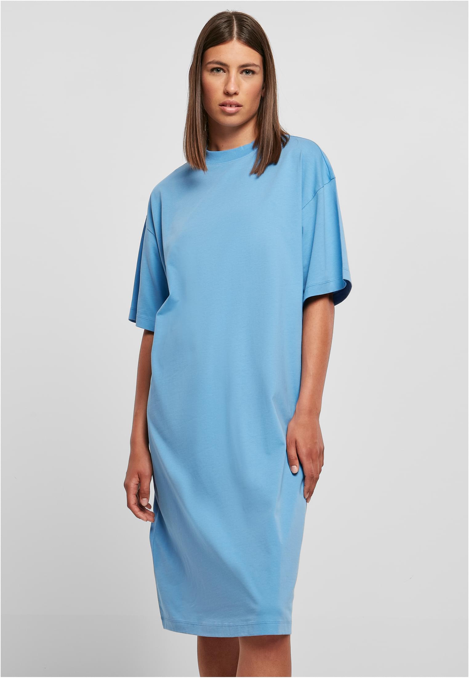 Levně Dámské organické dlouhé oversized triko šaty horizonblue