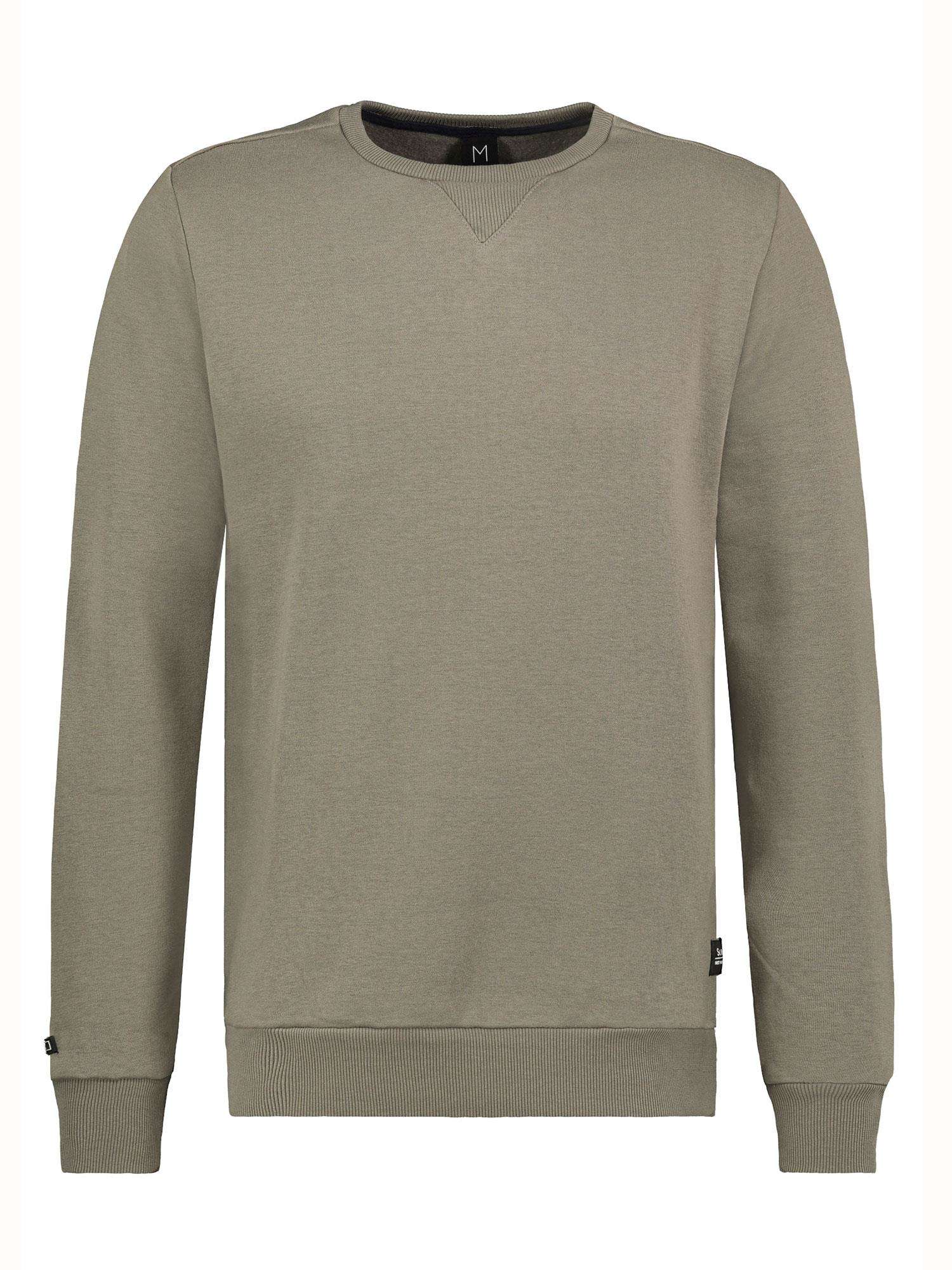 Khaki sweatshirt for men with round neckline SUBLEVEL