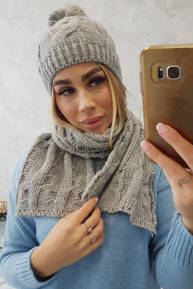 Women's set with scarf Sara K313 grey