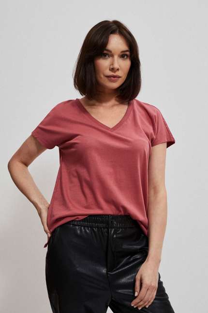 Cotton blouse with V-neck