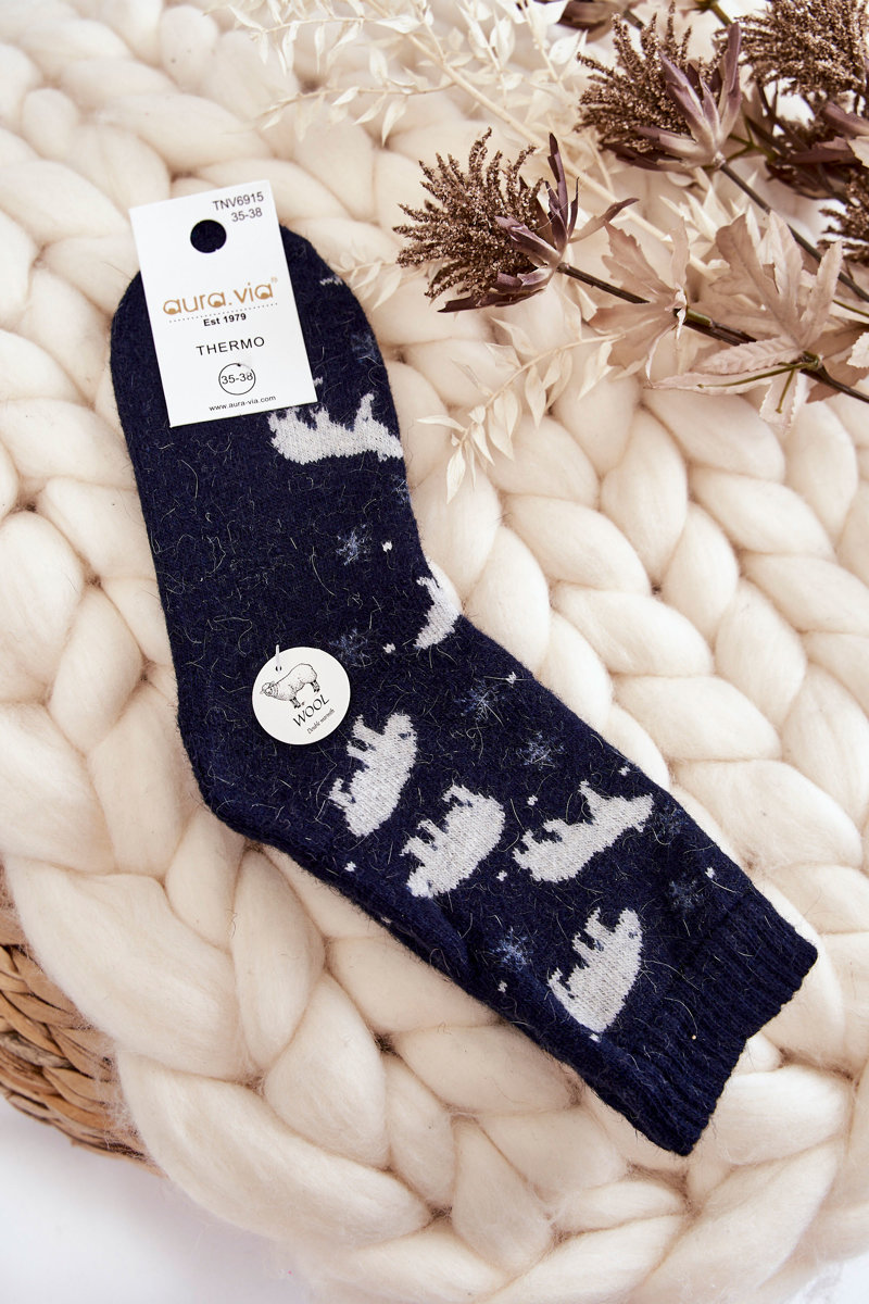 Levně Dámské Vlněné Ponožky V Polar Bear námořnická modrá