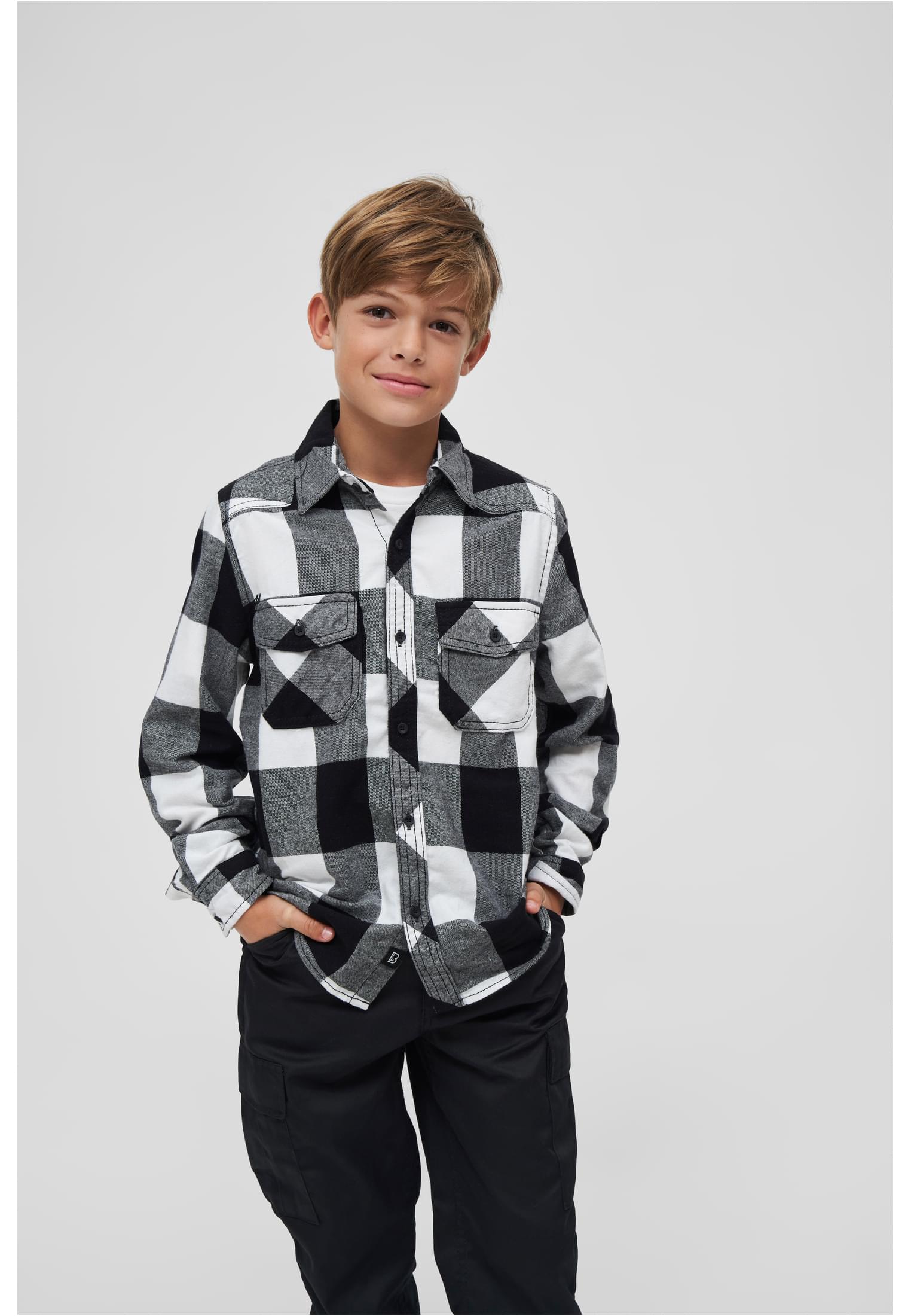 Childrens plaid shirt white/black