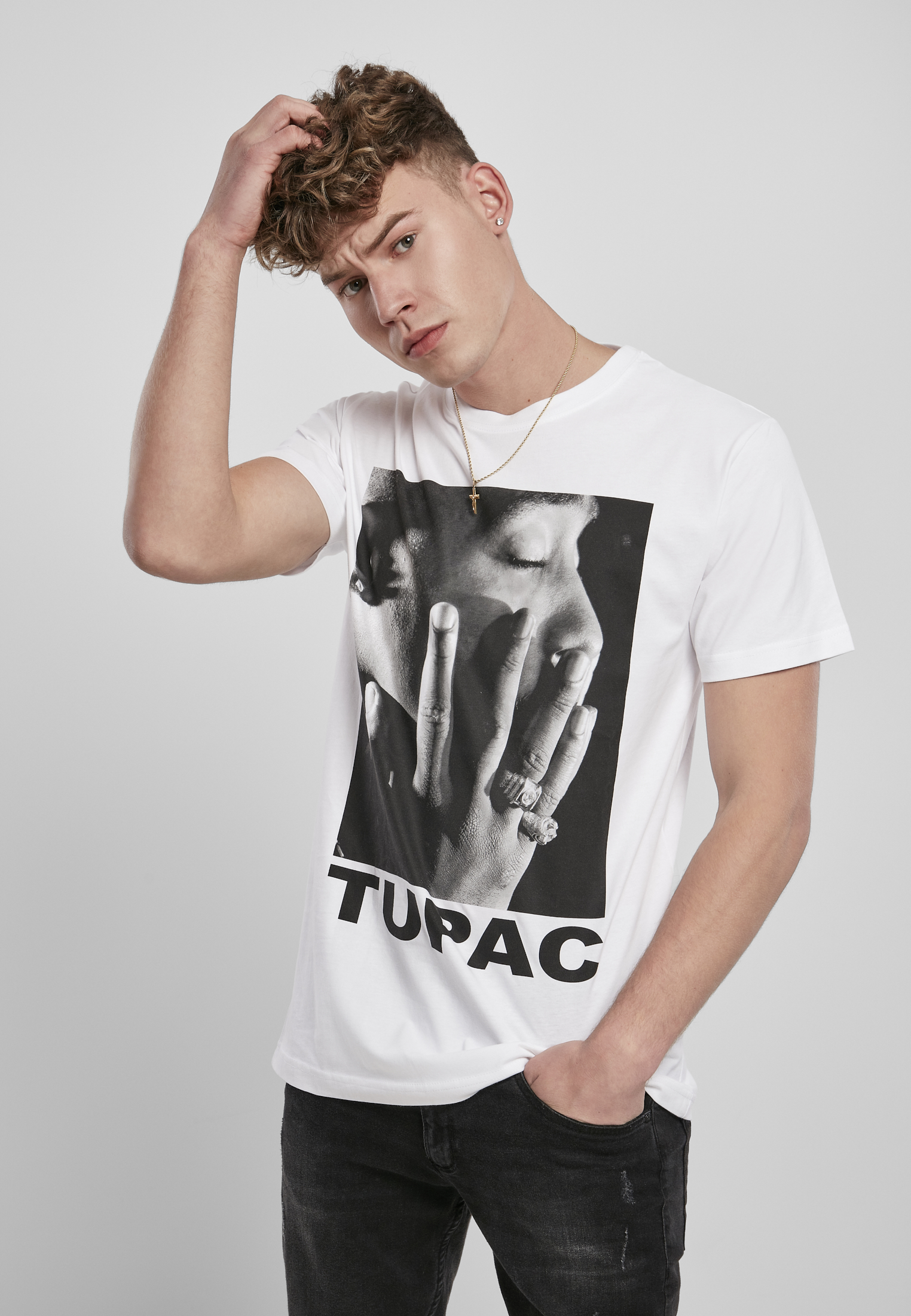 Tupac Profile Tee Bílé