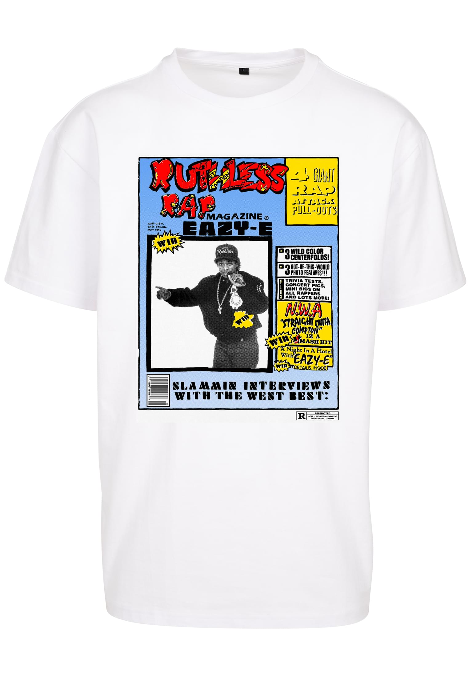 Levně Eazy-E RAP Magazine Oversize tričko bílé