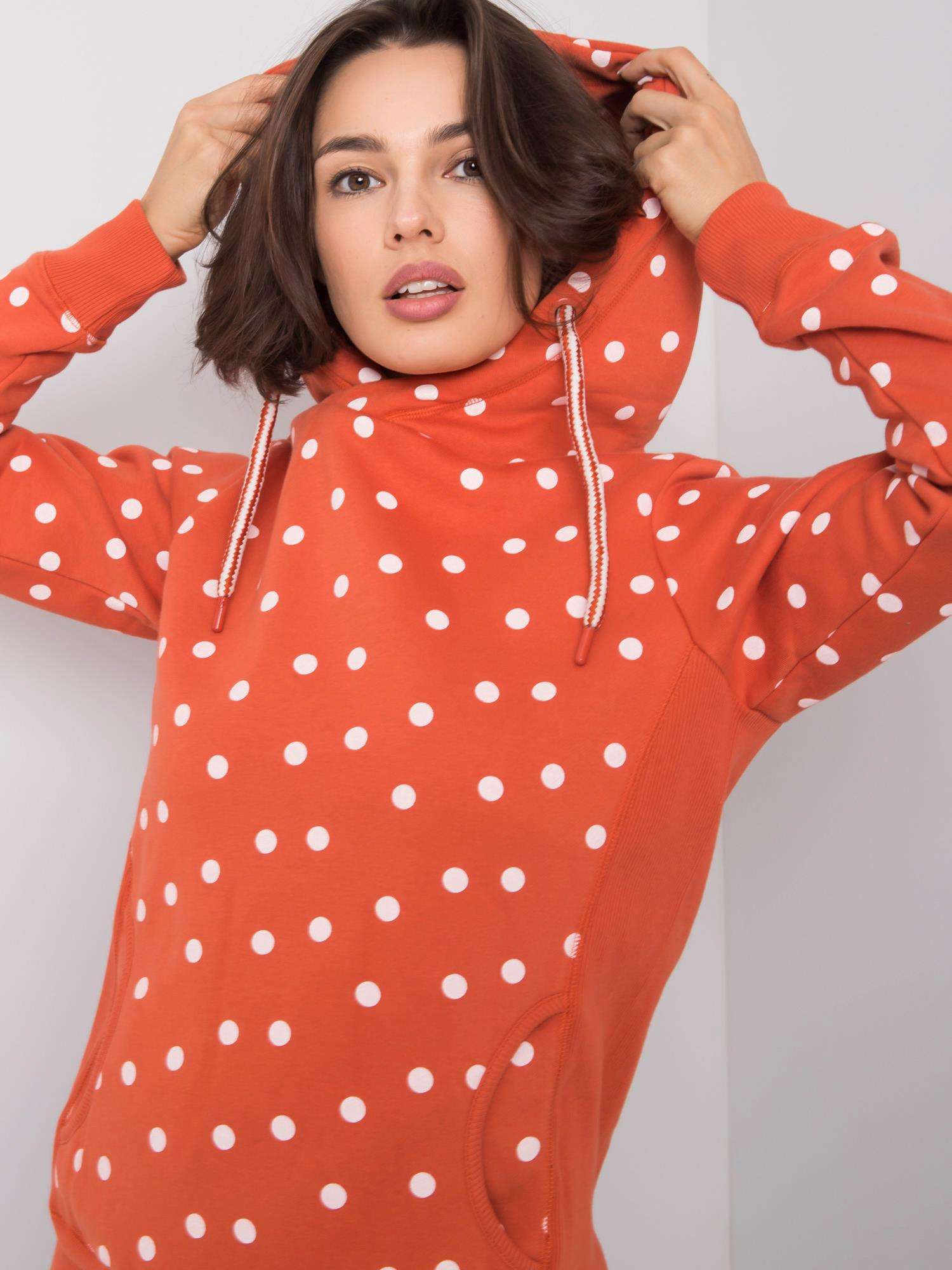 SUBLEVEL Dark orange sweatshirt with polka dots