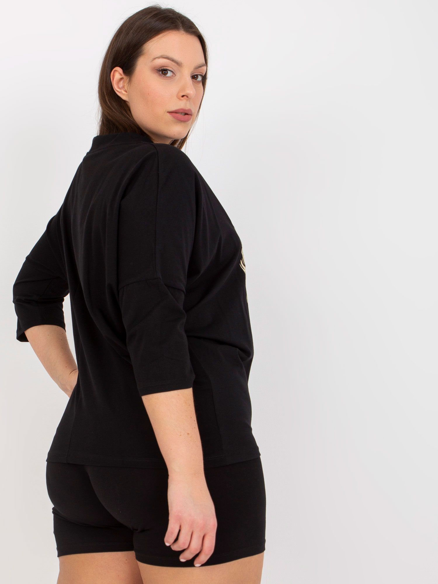 Lady's Black Blouse Plus Size With Patch