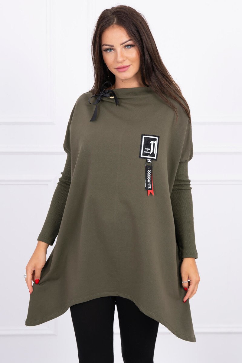 Oversize Sweatshirt With Asymmetrical Khaki Sides