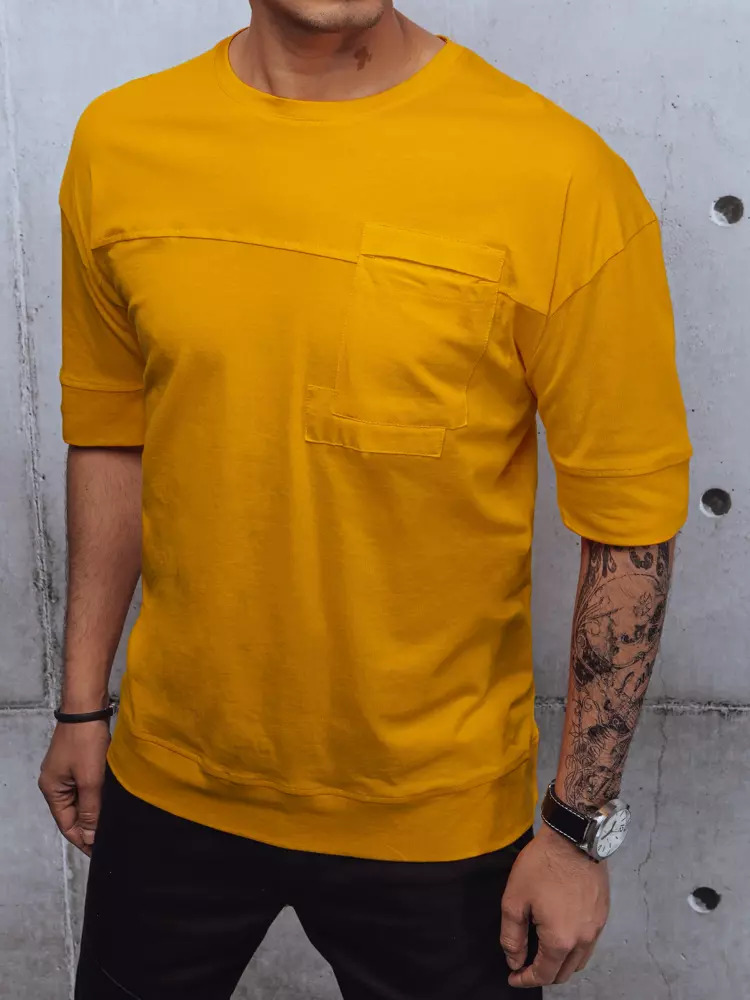 Levně Žluté pánské tričko Dstreet z