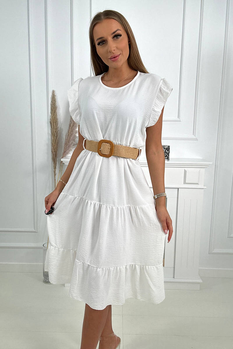 Dress with ruffles white