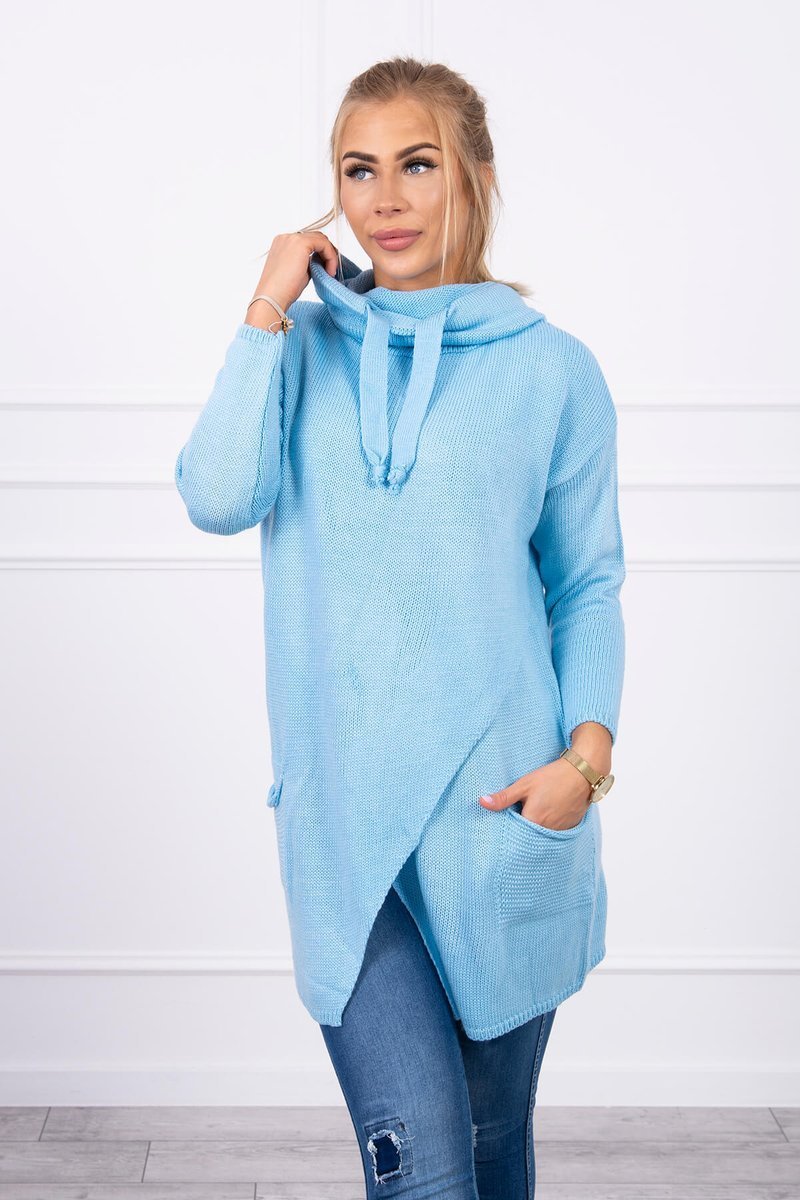 Sweater with clutch at the bottom blue