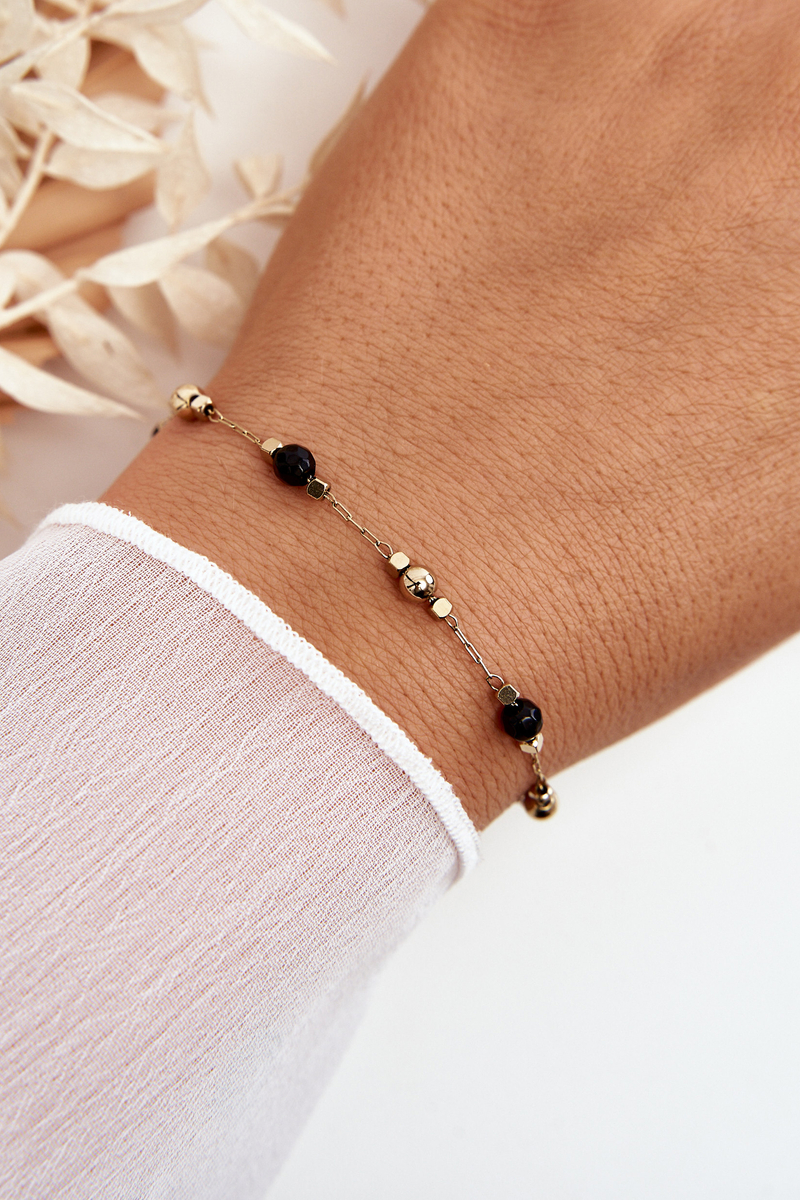 Classic Bracelet With Black Gold Beads