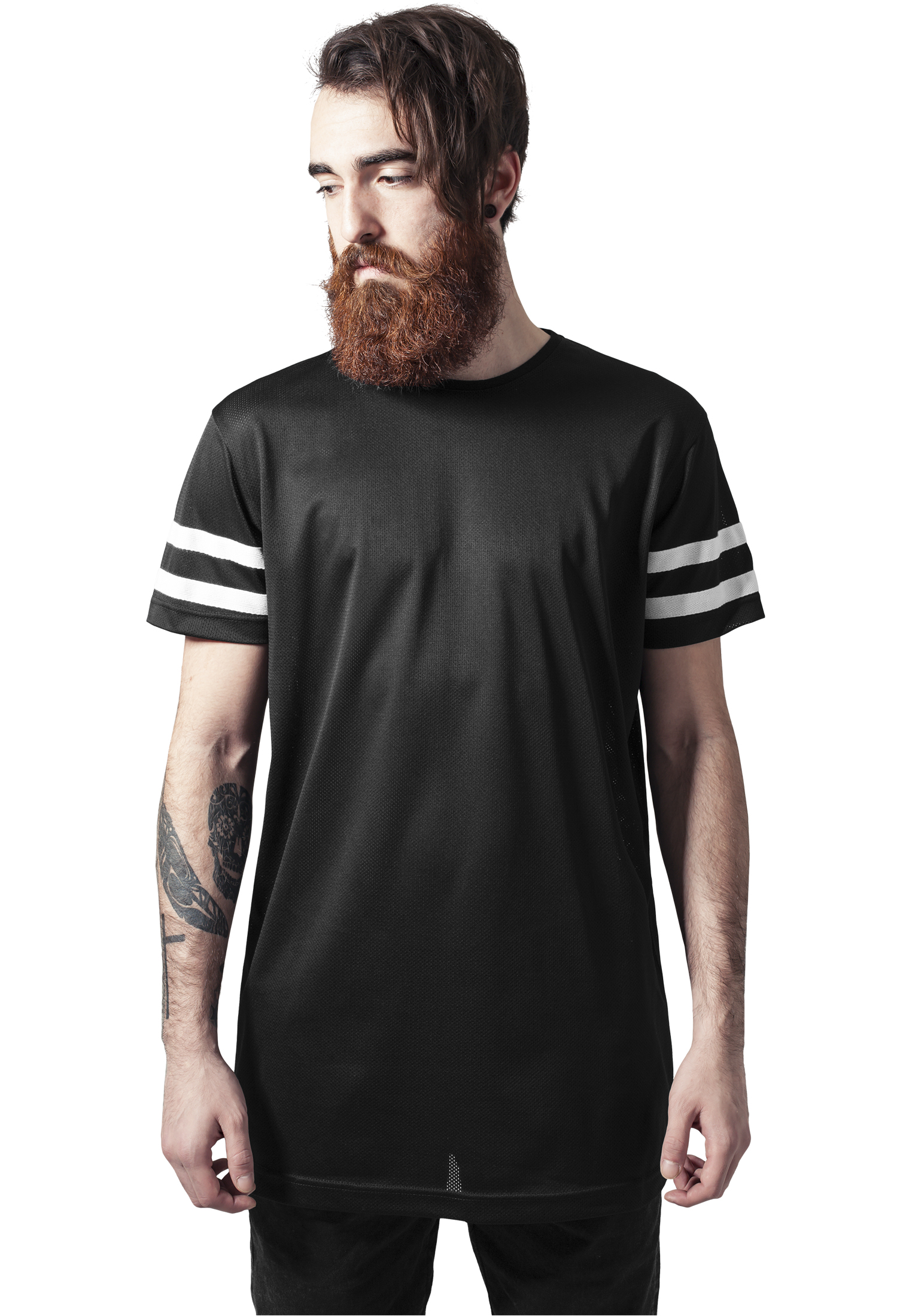 Stripe Mesh Tee blk / WHT