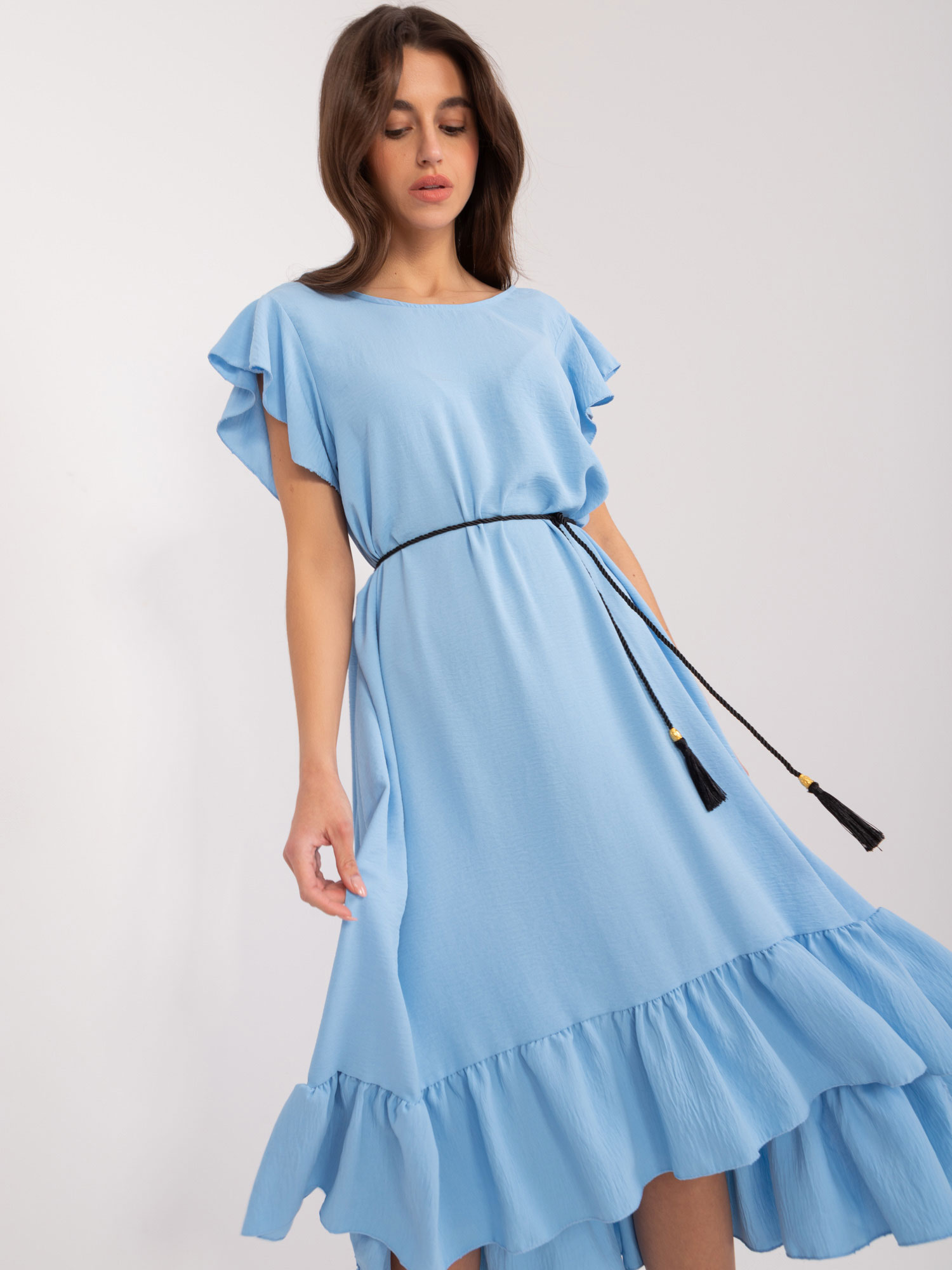 Light blue oversize dress with ruffles