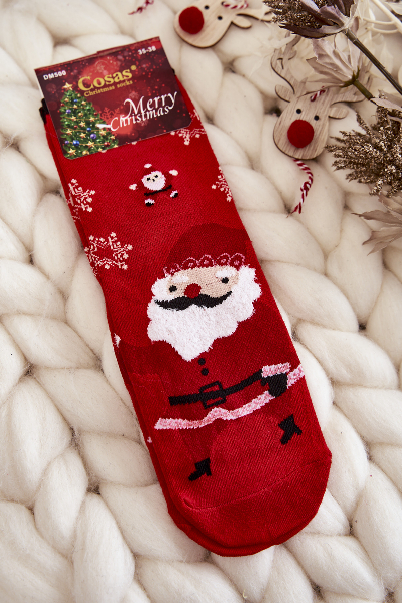 Women's Christmas socks Santa Claus snowflake Cosas red