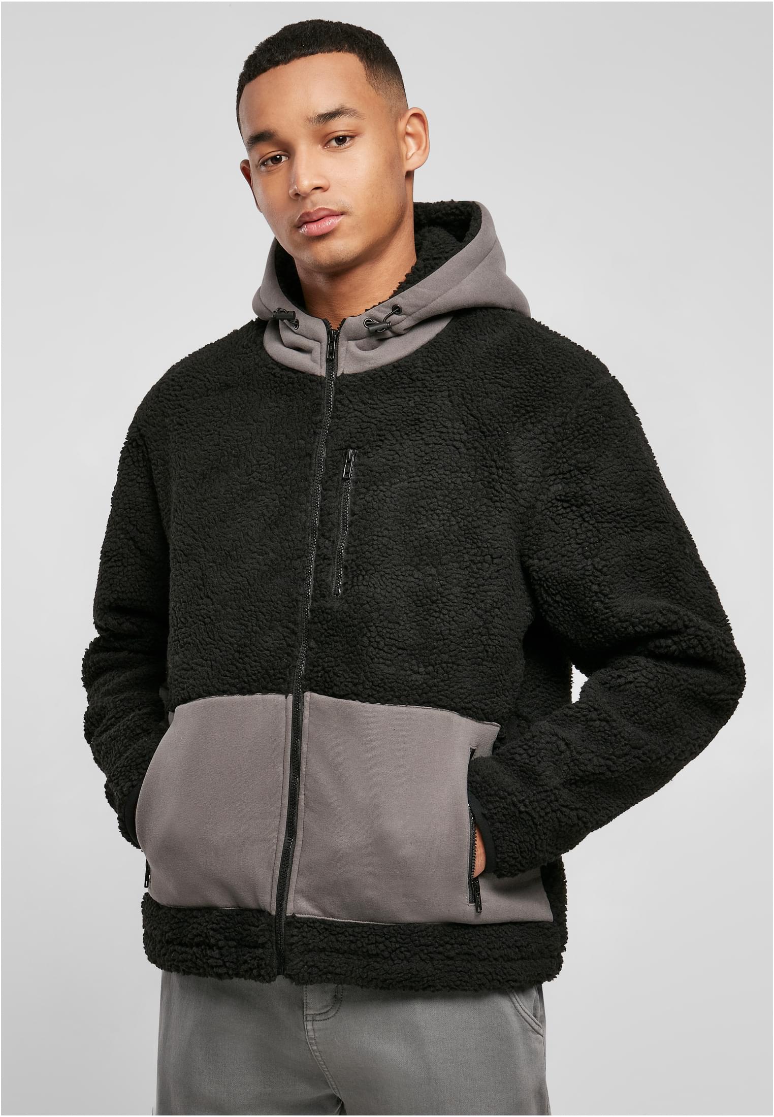 Sherpa hooded jacket black/asphalt