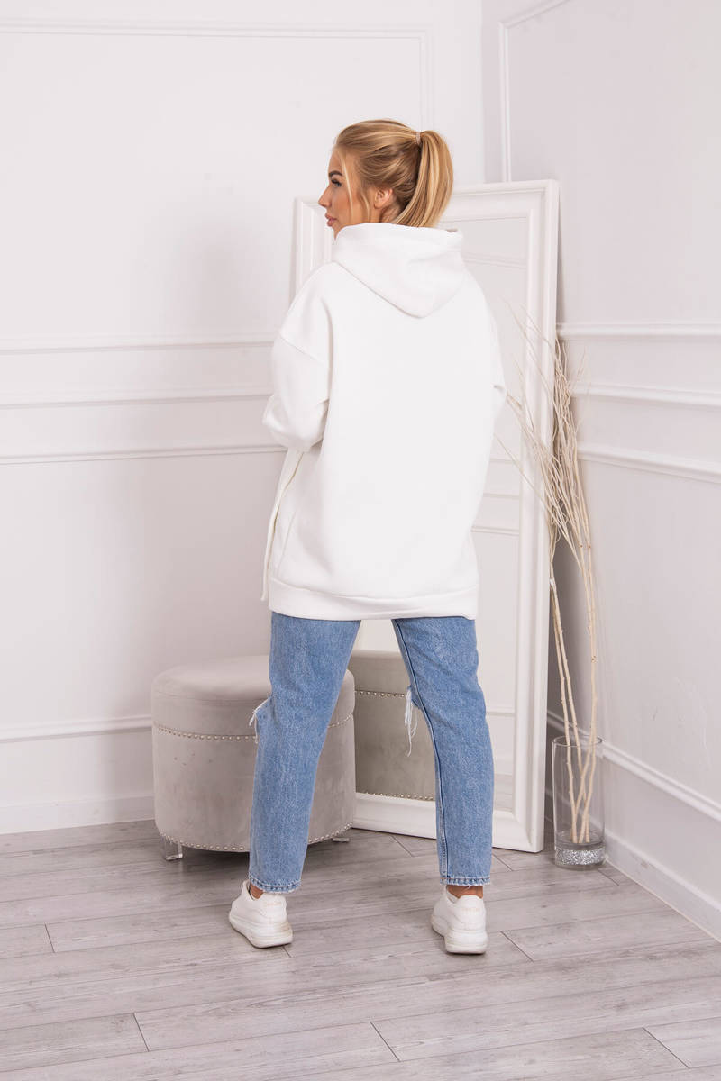 Insulated sweatshirt with ecru press studs