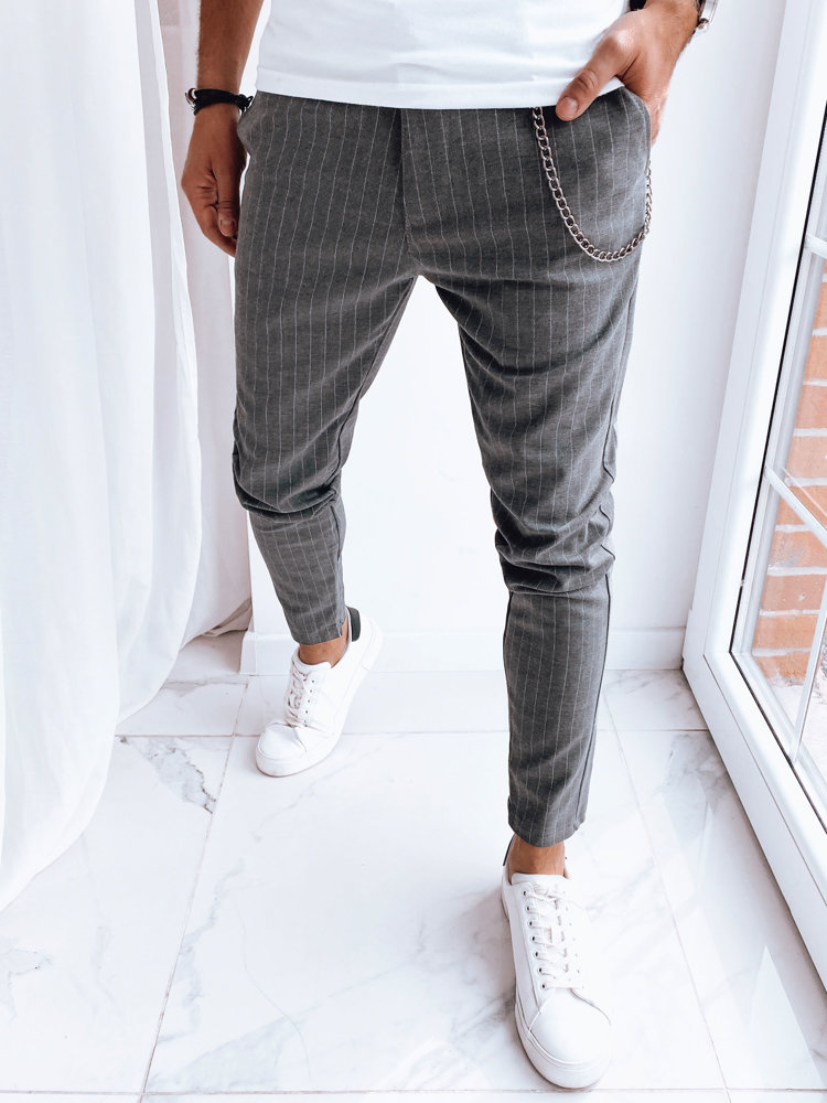 Men's Casual Striped Trousers White Dstreet