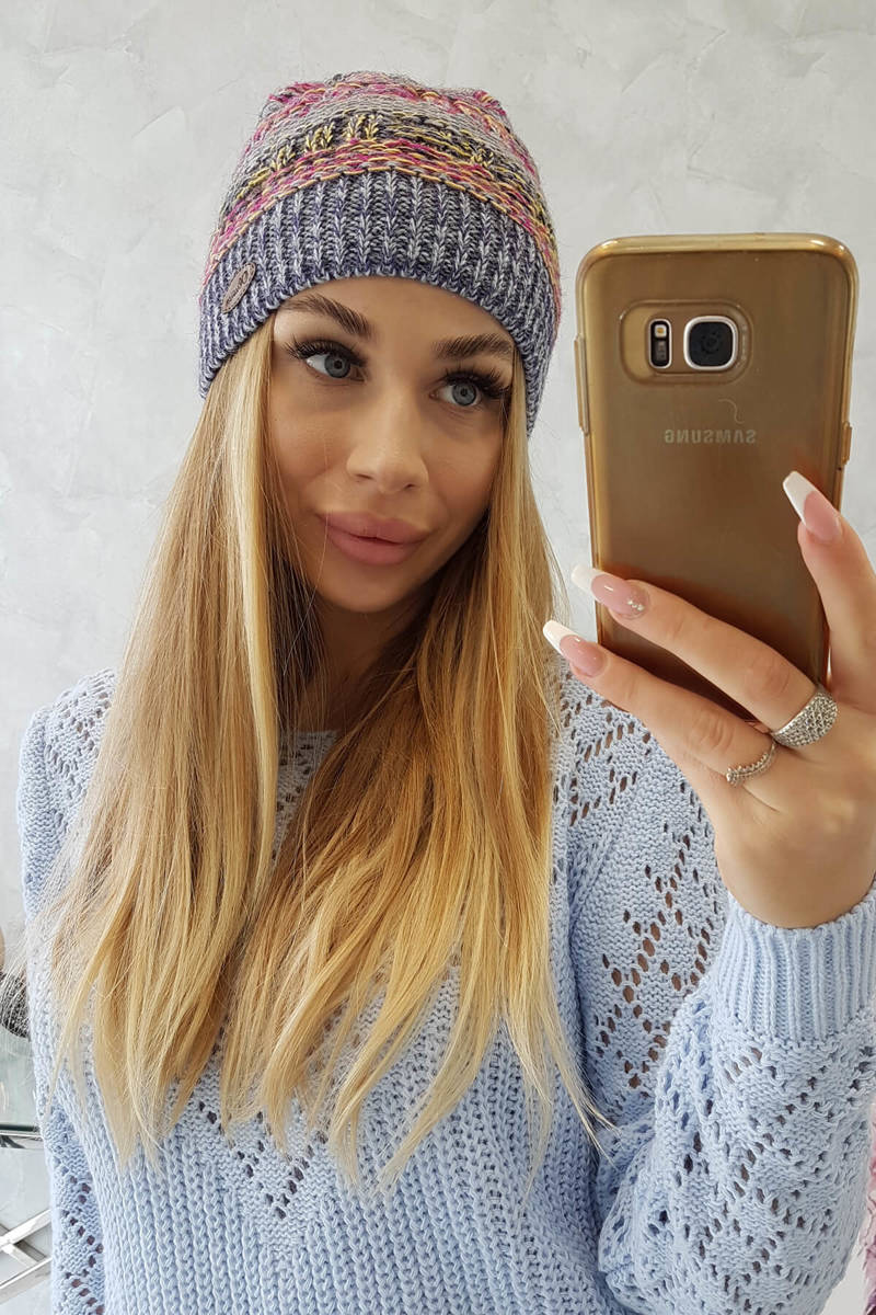 Cap with fleece Patrycja K254 purple + blue