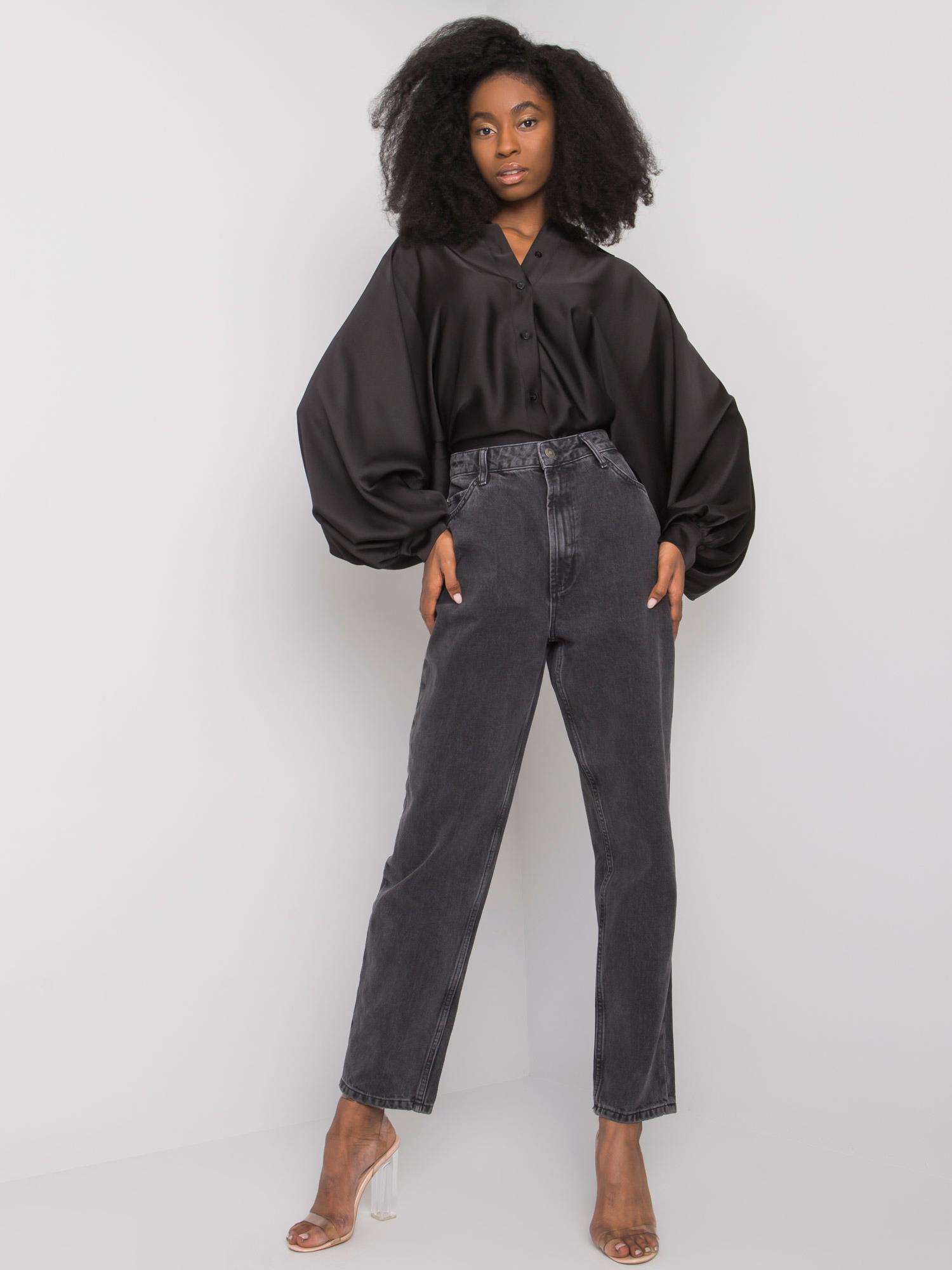 Levně Černé dámské džíny s vysokým pasem od Daniely RUE PARIS