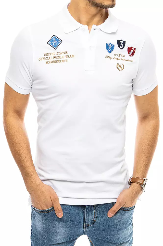 Men's White Polo Shirt With Dstreet Embroidery