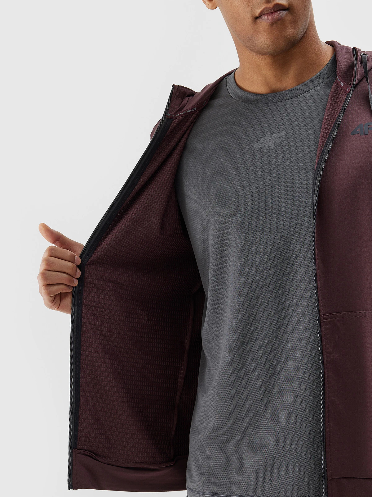 Men&#039;s Sports Zipped Hoodie 4F - Brown