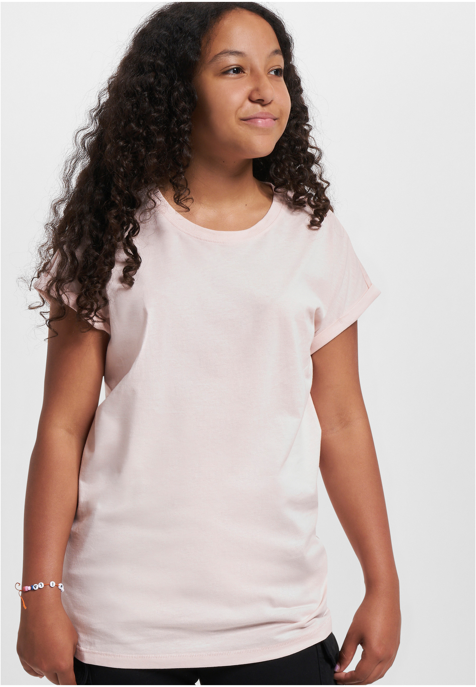 Levně Dívčí organické tričko s prodlouženým ramenem růžové