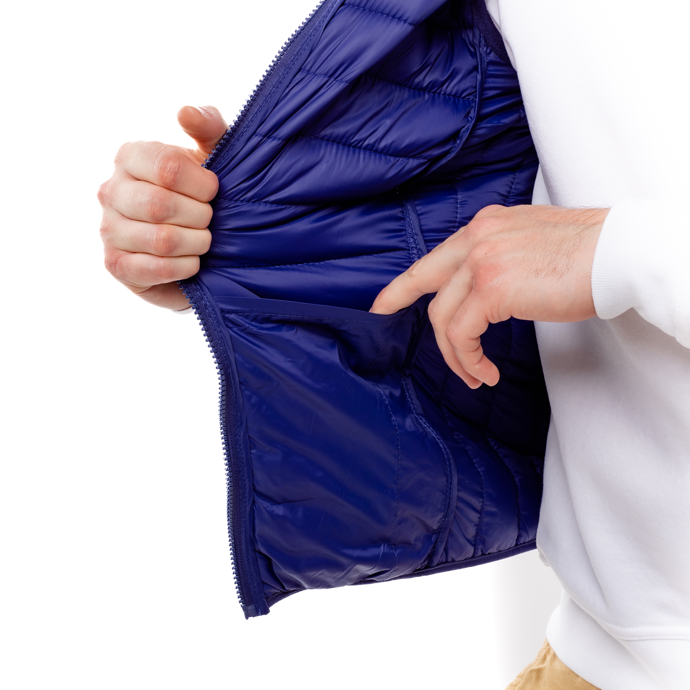 Men&#039;s Quilted Vest with Hood GLANO - navy