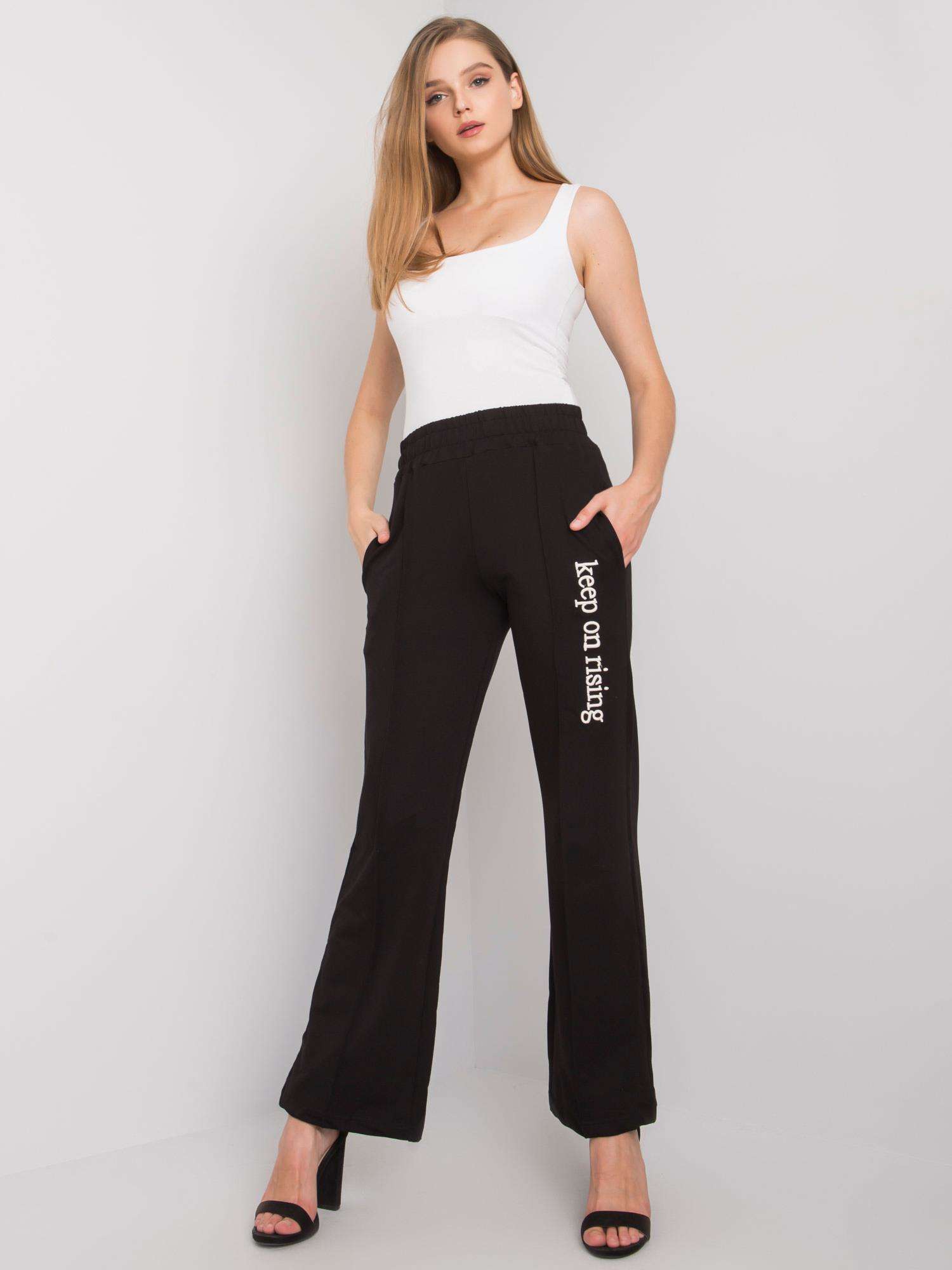 Black Simple Sweatpants With Inscription