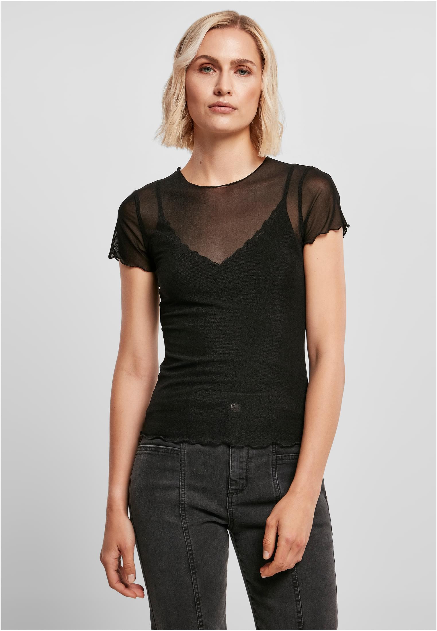 Women's fishnet T-shirt black