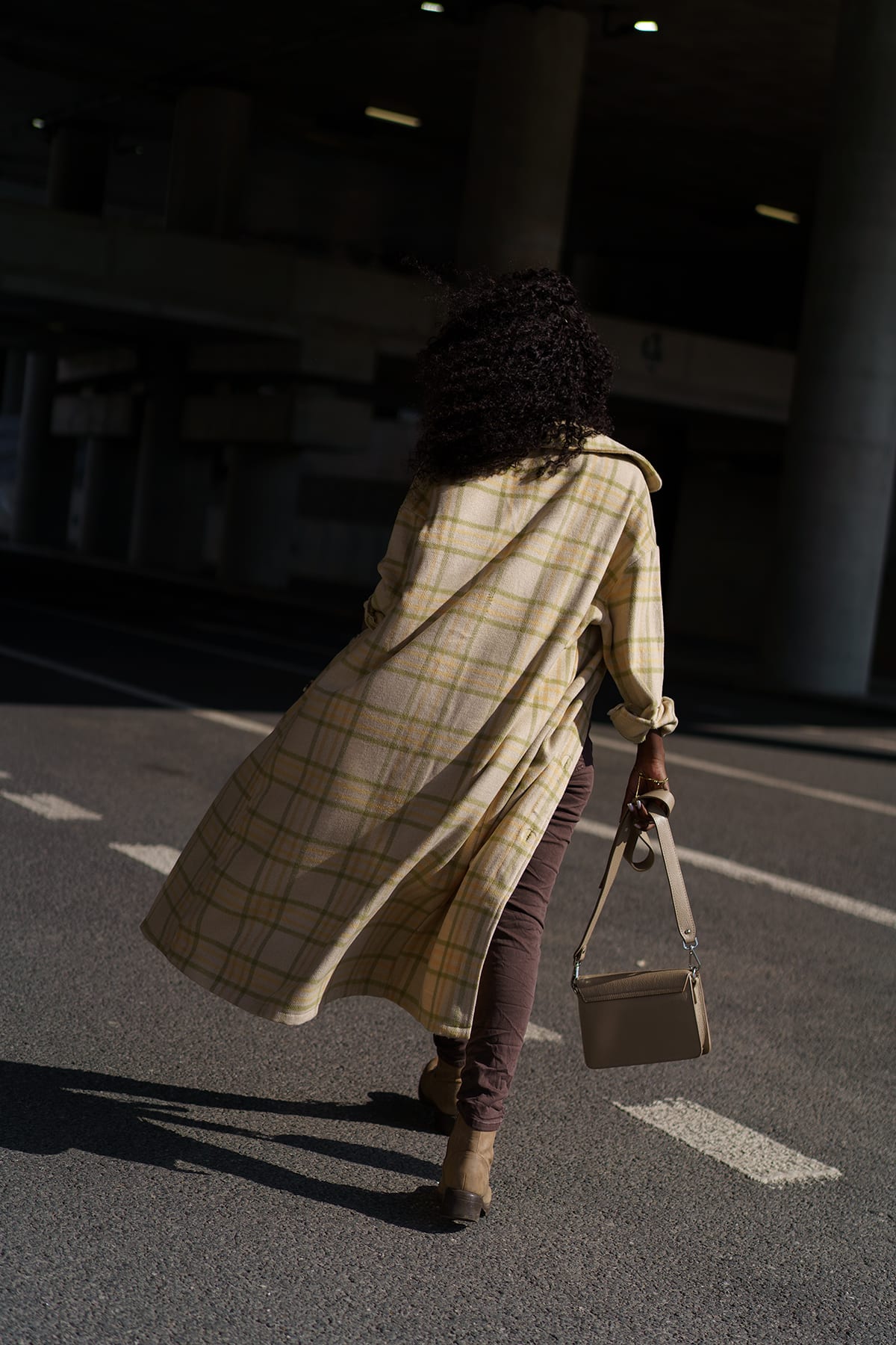 Women's green checkered beige shirt