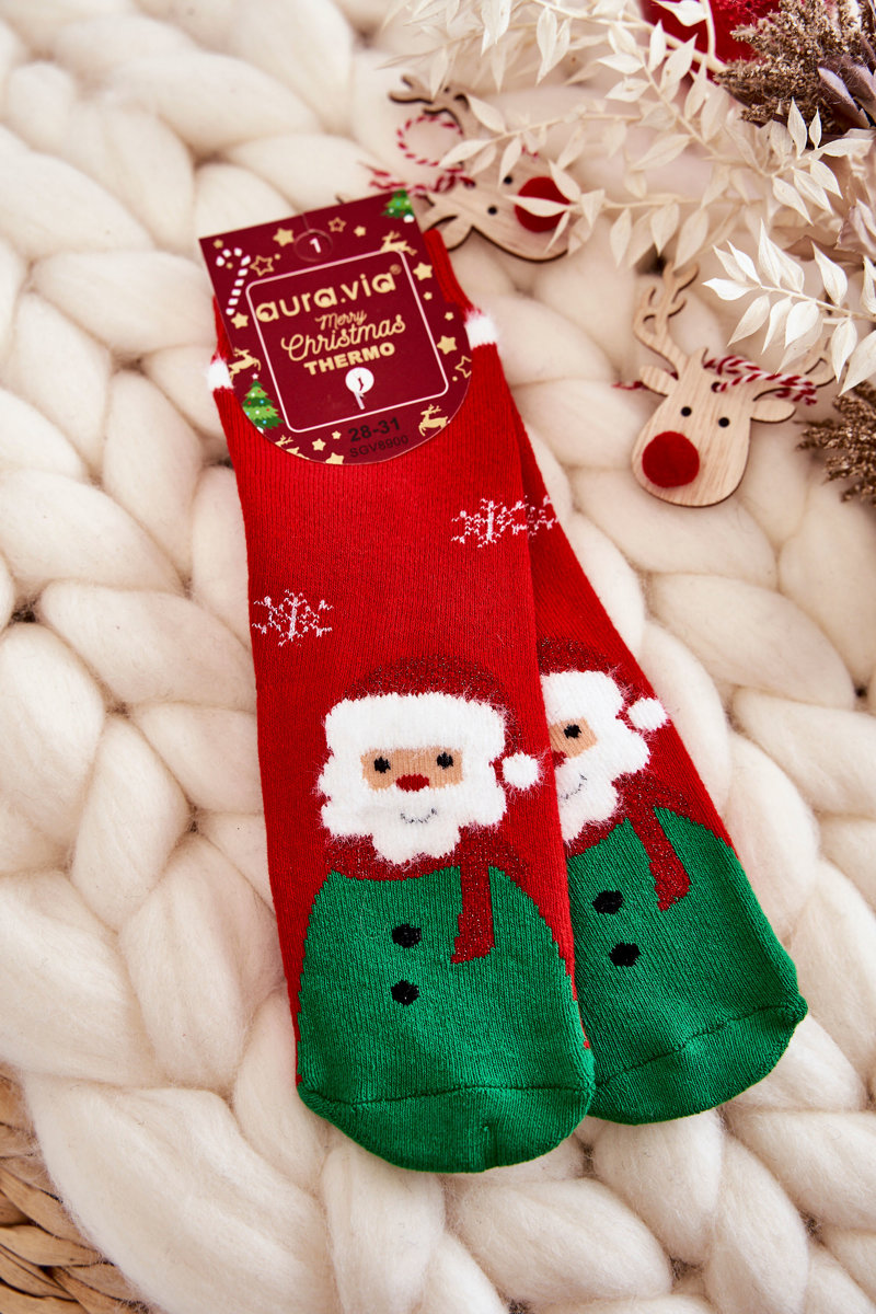Kids thermoactive Christmas socks Santa Claus Red