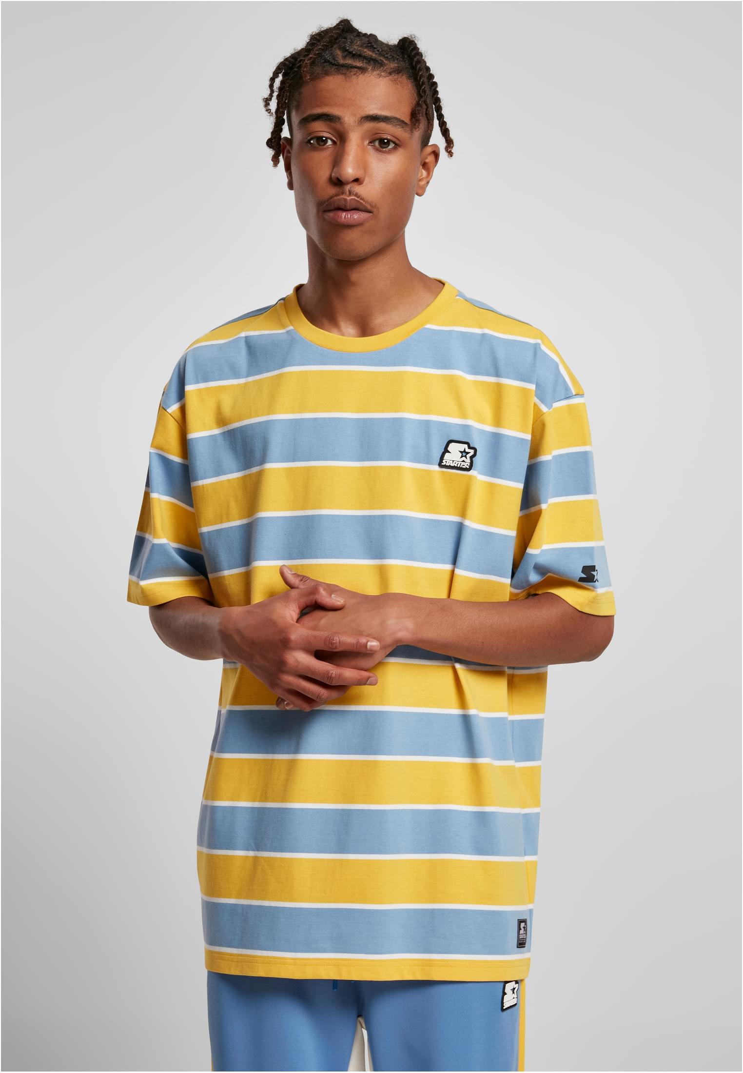 Starter Block Stripes Tee Hrznblu/clifrniyllw/whte