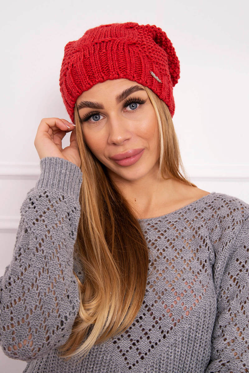 Beanie with fleece Justyna K253 raspberry