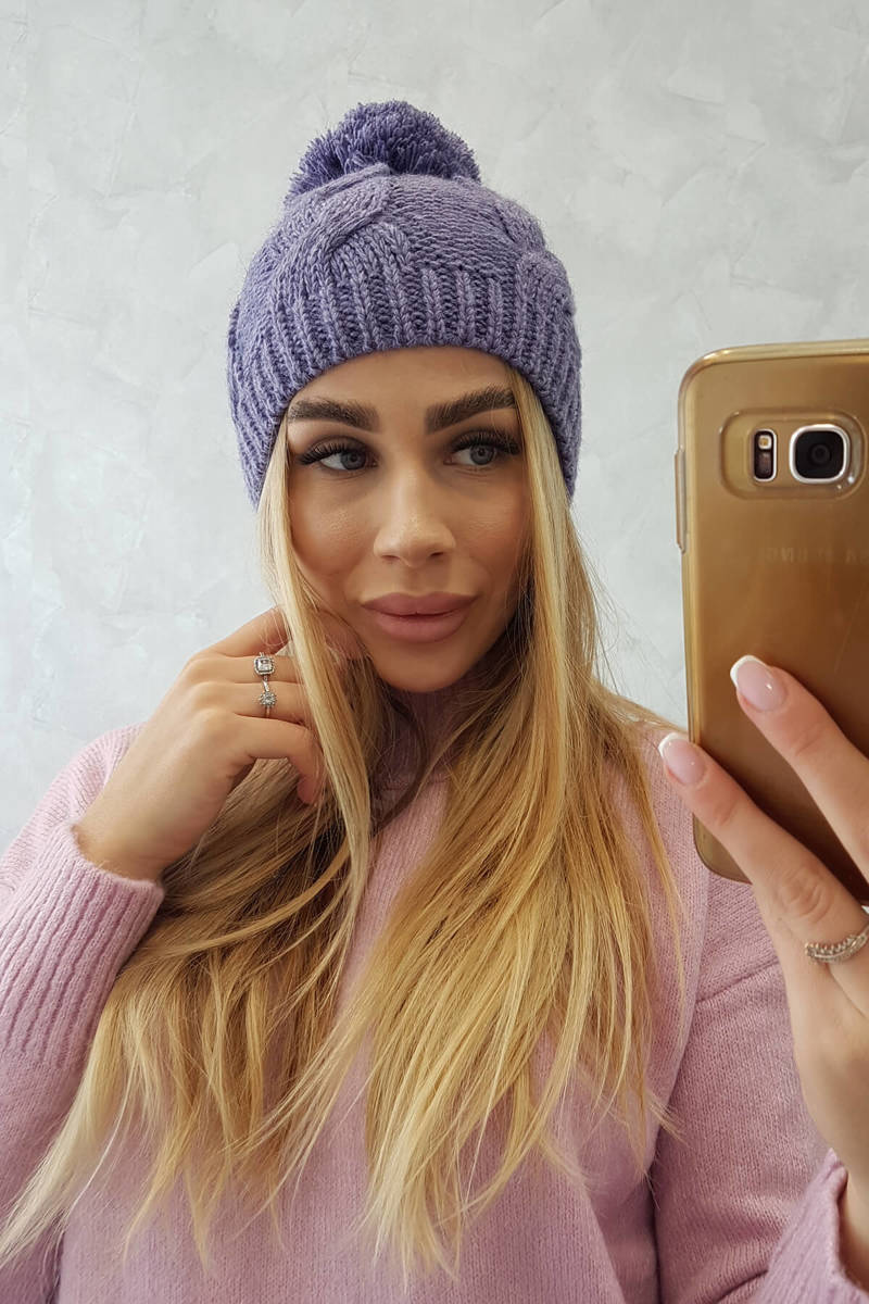 Cap with fleece Stefania K278 purple