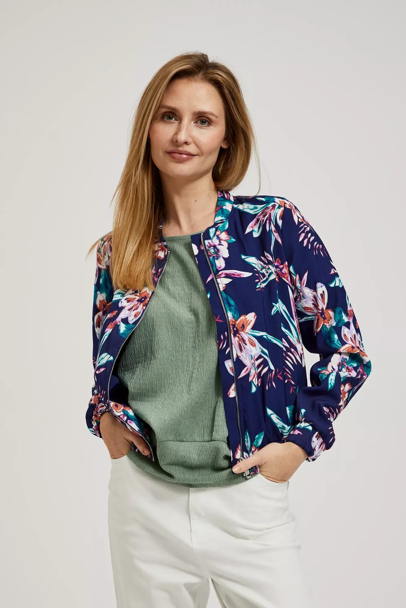 Women's patterned jacket - navy