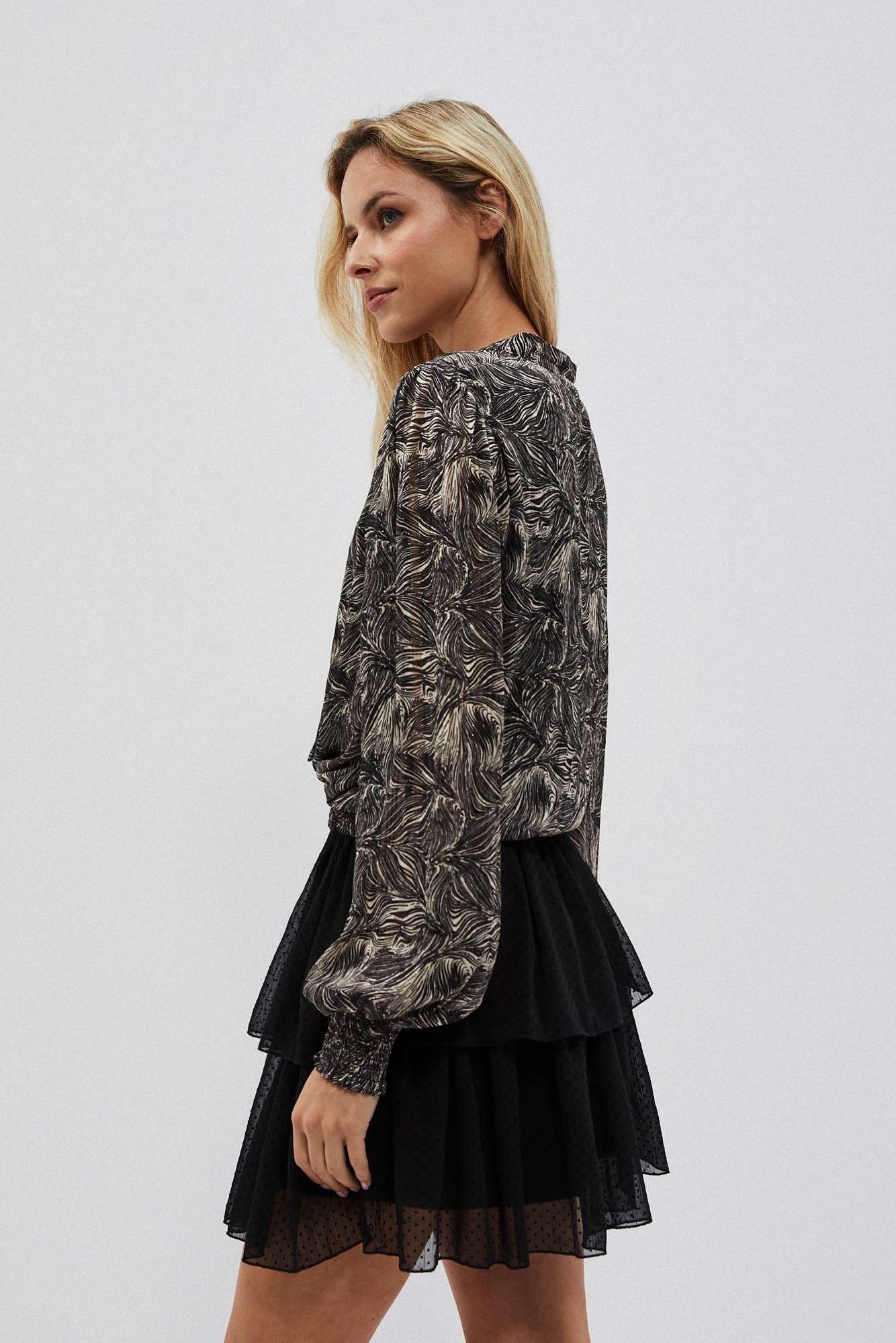 Shirt with print and tied neckline