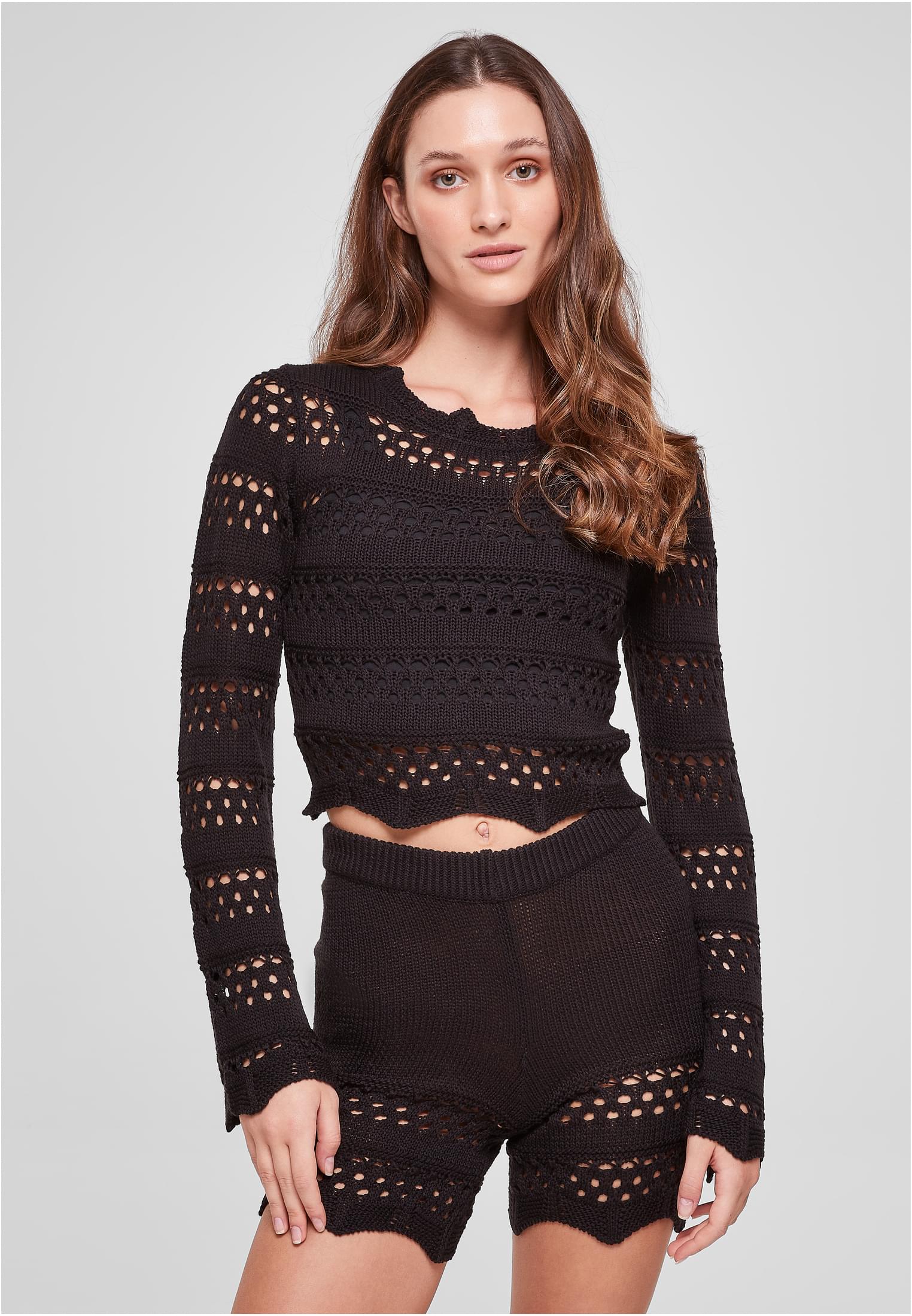 Women's crochet knitted sweater black